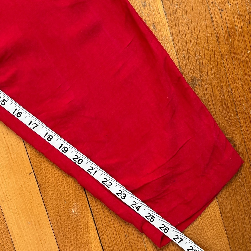 Vintage Late 80s / Early 90s Red Rayon Pleated High Rise Flowy Soft Pants Petite - Picture 9 of 12